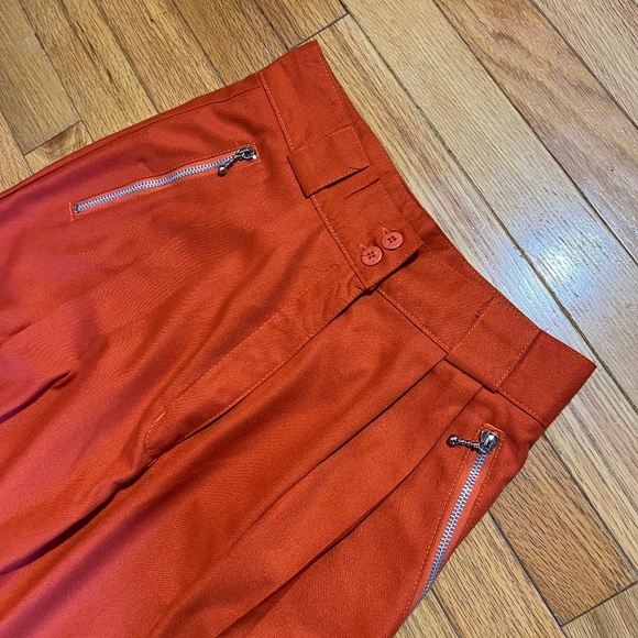 Vintage 90s Together! Orange Pleated Pants - Picture 3 of 6